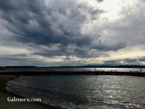 Lake Washington and the billowing clouds.